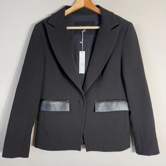 NWT Drew Midas Faux Leather Elbow Patch Blazer Jacket Women's Small Black Career - Picture 4 of 12